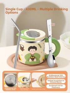 YOULUNMEI | Food-grade Stainless Steel Cup Lid Included with Spoon