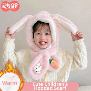 JIFANPAUL | Rabbit Ears Winter Hat and Scarf Set Thick and Cozy Girls Accessory