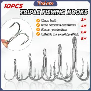 10pcs Fishing Hook Barbed Fishing Hooks High Carbon Steel Fishing Treble Hook Fish Hook Set