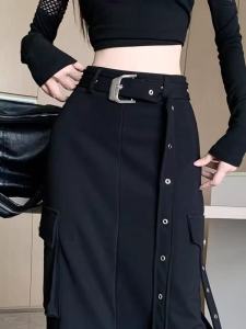 กระโปรงสั้นทรงเอเอวสูง ทรงเข้ารูป ทรงตรง กระโปรงทำงานสำหรับผู้หญิง สไตล์สตรีท เทรนด์ฤดูใบไม้ร่วง แฟชั่นลำลอง