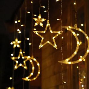 Led moon star curtain lamp 3.5m fairy tale lantern remote control new year Christmas decorations