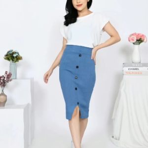 Rok Rajut Belah 3 style Variasi Kancing/Rok Maxi/Rok Span 7/8