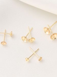 Mặt Dây Chuyền Đính Ngọc Trai DIY Bằng Vàng Mạ Vàng 14K Màu Sắc Bền Bánh Đĩa Khuyên Tai Thủ Công Phụ Kiện Làm Bằng Tay