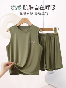 Ice Silk Modal Summer Outfit Set for Boys Basketball Shorts Vest Youth Casual Wear Comfortable Breathable Home Clothes