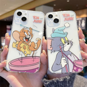 Ins Cartoon Cat And Mouse Jerry Tom Couple New Model Suitable for 15Pro Phone Case  14Plus Soft Shell 13 Silicone 12Mini Full Cover 11 Anti-Fall Xsmax Men And Women 7/8