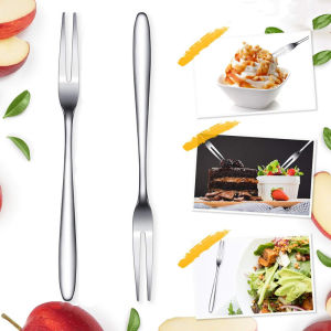 5/10PC Fruit Forks Stainless Steel Silver Two-toothed Fork Cake Dessert Fork Western Small Fork Home Flatware Kitchen Accessory