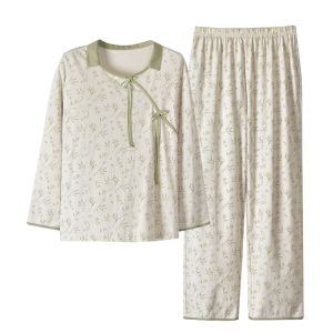 Bộ ngủ nữ MiiOW vải cotton dài tay quần dài thanh lịch thoải mái