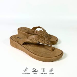 BELI 1 GRATIS 1 Sandal Jepit Wanita Dewasa Motif Flowers Sendal Cewek Karet Jelly Empuk