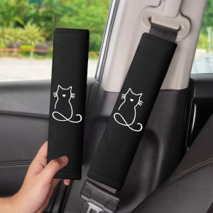 1 Cặp Đa Năng Thêu Hình Mèo Con Dây An Toàn Ô Tô Vai Miếng Lót Băng Lụa Mềm Dệt Chống Kẹp An Toàn Phụ Kiện Nội Thất