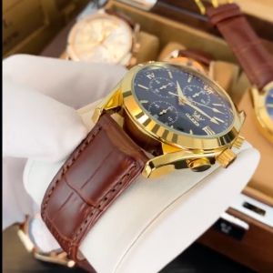 OLEVS Jam Tangan Pria Original 100% Anti Air Kulit Tahan Keren - Hitam Coklat Bisnis Chrono Aktif Watch Cowok Multifungsi