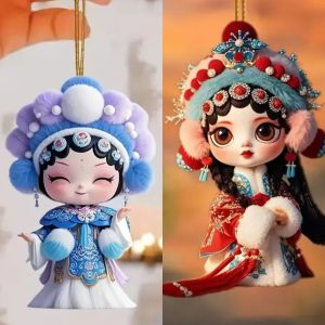 Chinese Opera Style Acrylic Character Pendant Keychain
