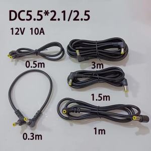 12V 5.5MM X2.5mm Right Angle Plug Power Cable Connector 0.3/0.5/1.5/3m DC Male to Male Cord Adapter Extension Wire