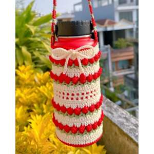 Túi đựng bình nước len handmade siêu dễ thương