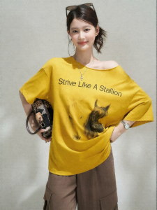THROUS | Áo Thun In Hình Dáng Off-Shoulder Nữ