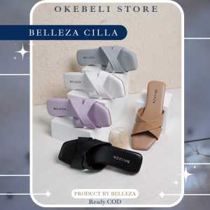 Sendal Flat Wanita Sendal Selop Model Silang Casual Sandal Santai Hak Tahu Empuk - BELLEZA CILLA