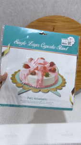 Miniis 1 layer Paper Cake Stand Disposable Cardboard Cake and Cupcake Stand Dessert Tower Pink Blue White
