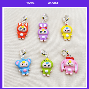 FLORA 0000BT - Charm lẻ bạc S925 hình Baby Three Animal Party dành cho bé gái