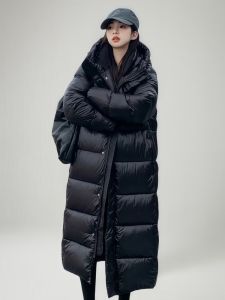 New Womens Hooded down Cotton Jacket Thickened Mid-length Over-knee Loose Warm Casual Versatile Large Size Cotton Coat