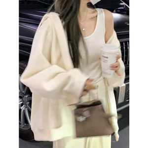 Gray Hooded Autumn Winter Sweater Outwear Womens Spring and Autumn Early Autumn Wear Early Autumn Chic2024 New Arrival Best Selling Tops