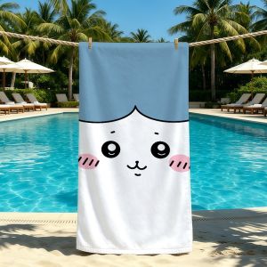 Face Cute C-Chiikawa-ES Towel For Outdoor Camping Beach Towel Super Absorbent Quick-Drying Summer Towel