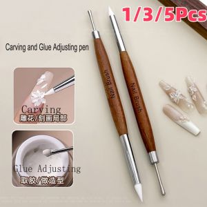 1/3/5Pcs Double-Ended Nail Art Pen Painting/Craving/Glue Adjusting Silicone Gel Brush ManicureTip Extension Acrylic Builder Tool