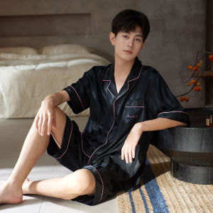 miiow | Catman Summer Sleepwear Ice Silk Cool Sensation Short Sleeve Open Cardigan Mens Home Clothes Set 2025 New Style Breathable