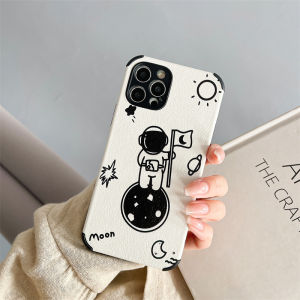 Astronaut Flat Edge Case TPU Soft Casing for iPhone 13 Pro Max 13 Mini 12 Pro Max 12 Mini 11 Pro Max X XS Max