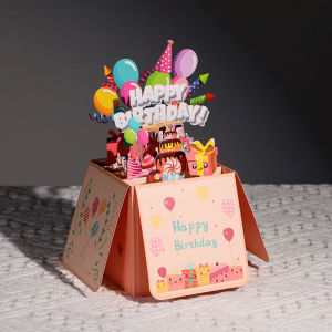 Handmade Birthday Greeting Card Beautiful Paper Sculpture Creative Design Thank You Cat Design Birthday Box Desktop Decoration Wishes