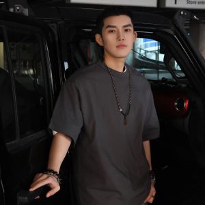 Heavyweight Mint Green Short Sleeve Mens T-Shirt Pure Cotton American Cleanfit Shoulder Fit Summer Top round Neck Casual Tee