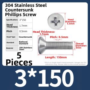 BAIRUITE | Flat Head Stainless Steel Screws M2 M3 M4-M8