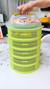 5 Layer Food Keeper Transparent Stackable Dish Cover Warm Keeper Food Cover Anti Mosquito Fly Cage Kitchen