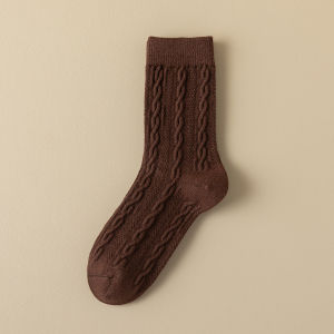 Thickened Mid-calf Soft Warm Socks for Women Autumn Winter Warmth Comfortable Cotton Solid Color Home Socks Pair