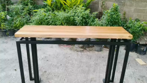 โต๊ะบาร์ โต๊ะบาร์ไม้ทรงสูง ขาเหล็ก โต๊ะสูง บาร์คาเฟ่ โต๊ะยาว คานที่ด้านล่าง โต๊ะสไตล์ลอฟท์  แบบสำเร็จ MT101