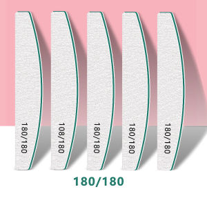 Bộ 5 Dũa Móng Tay Hai Mặt Hình Bán Nguyệt Giấy Nhám Với 80/100/150/180/240 Grits Dụng Cụ Tẩy Lớp Vảy Móng Tay Dụng Cụ Làm Móng Tay