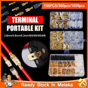 135PCS/360PCS/1050PCS 2.8/4.8/6.3mm Connector Set Male Female Electric Cable Wire Butt Connectors Waterproof 2Pin Terminal Connector Kit