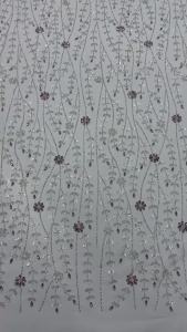 Luxury French High-End Luxury Elegant Handmade Beaded Lace Fabric Nigerian Sequins Mesh Rhinestone Lace For Wedding Dress M694-1