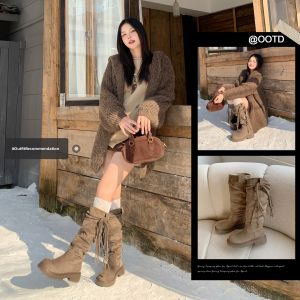 Josiny | Thick Sole High Leg Coarse Heel Pile Boot