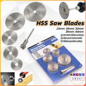 Amoki 6Pcs HSS Circular Saw Blade Set Cutting Sets Rotary Tools for Wood Metal DIY Craft 22mm-50mm
