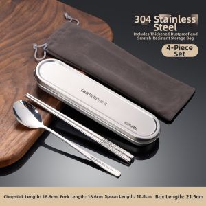 Student Portable Personal Use Stainless Steel Cutlery Storage Box