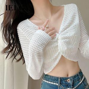 Ielgy khăn choàng Đan Áo cánh dài tay rỗng nhẹ nhàng chống nắng hình quả mơ cho nữ