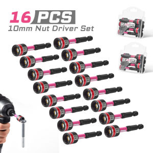 Geinxurn Impact Nut Driver Set 2.56”Long 8/10/13mm Metric Nut Setter Set 6 Point Alloy Stee with Portable Storage Cases