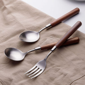 OMK American black walnut handle Flatware Sets knife and fork set stainless spoon
