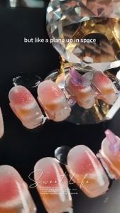 10 pcs Handmade Press pada Kuku Pink Cay Eye Kuku Palsu dengan Hati Merah Prancis Kuku Palsu Patch Tips Seni Kuku Ballerina yang Dapat Dipakai