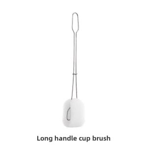 Long Handle Stainless Steel Cup Brush Sponge Special Cleaning Brush for Cup Washing Water Cup Cleaning Tool Bottle Brush