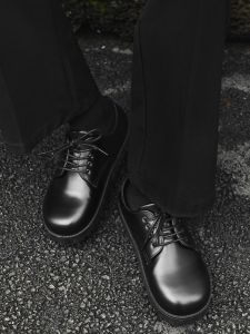 Mens Derby Shoes Spring Summer Casual Leather Shoes Thick Bottom Business Commute Workwear round Toe Rubber Outsole Shoes