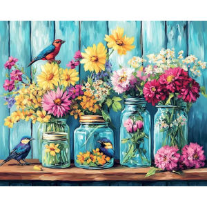 DIY Digital Oil Painting Paint By Numbers Floral Pattern Canvas Hand Painted Artwork for Home Decoration Festival Gift
