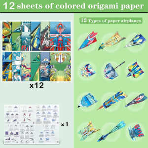 Origami Paper Airplane Kit 12/32 Sheets 16 Classic World Record Plane Designs Easy to Fold Creative  Craft Activity for School F