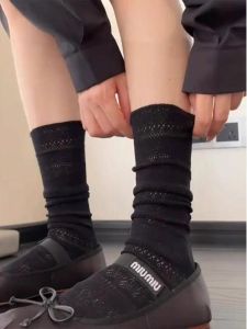 Summer Women Lolita Socks Retro Flower Lace Hollow-Out Stocking Female Breathable Transparent Sweet Mesh Sock Harajuku Socks