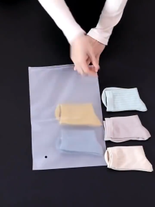 10Pcs Frosted Clothes Packaging Zipper Bags Translucent Sealed Bags T-shirt Underwear Pouches Travel Portable Storage Bag