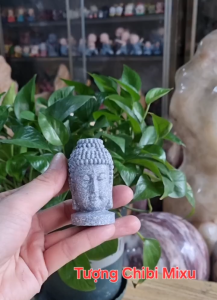 (Giả đá / giả đồng) Tượng đầu Phật 6cm trang trí may mắn
